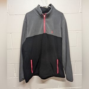 Hurley Men's Black Gray Colorblock 90s Polar Fleece Jacket Pullover XXL